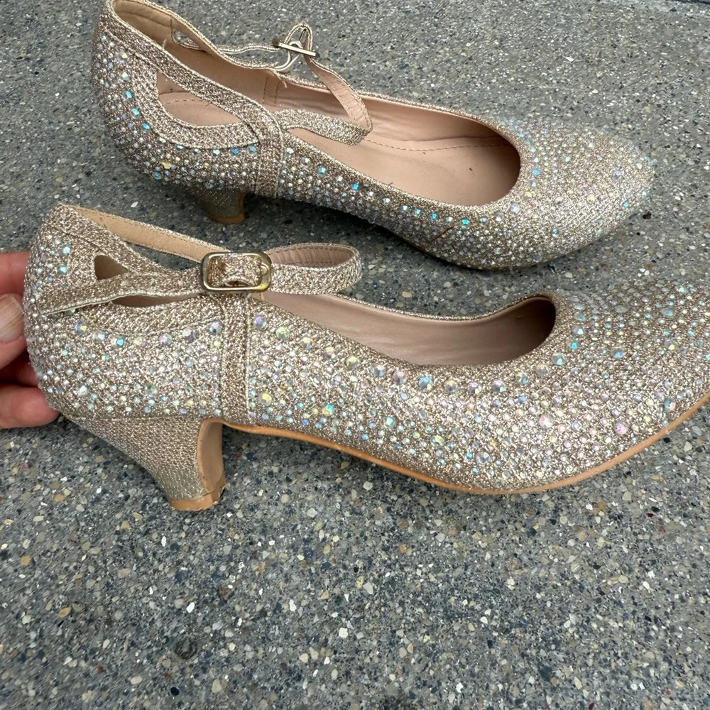 Link girls sequin rhinestone pageant formal dance heels 4